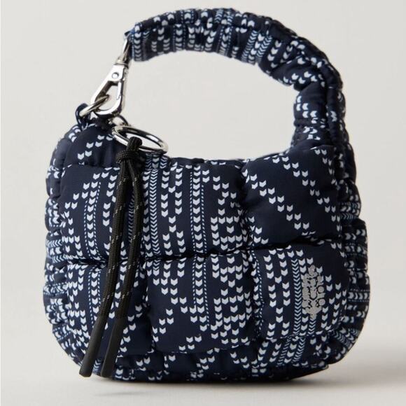 Free People Handbags - Free People Printed Micro Pouch Bag Chevron Stitch Dark Navy Blue & White
